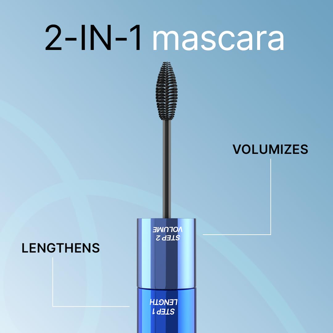 Sotrue Dark Spell 2-in-1 Prolong & Volumizing Mascara | Waterproof, Smudge-Proof & Long-Lasting | Intense Black Pigment with Panthenol & Biotin | 15ml 15 ml (Pa