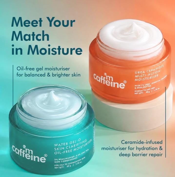mCaffeine Multi-Action Moisturiser with Urea & Ceramides | Clinically Proven 72 Hr Moisturisation | Deep Barrier Repair | Normal to Dry Skin | 3 Essential Ceram