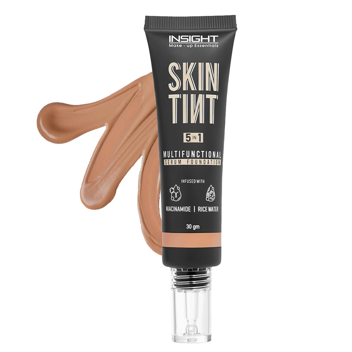 INSIGHT Skin Tint 5-in-1 Serum Foundation (30g) | SPF 20 PA++++ | Lightweight, Hydrating & Brightening with Niacinamide & Rice Water | Primer, Moisturizer & Sunscreen in One | For All Skin Types - Shade: Filter Coffee