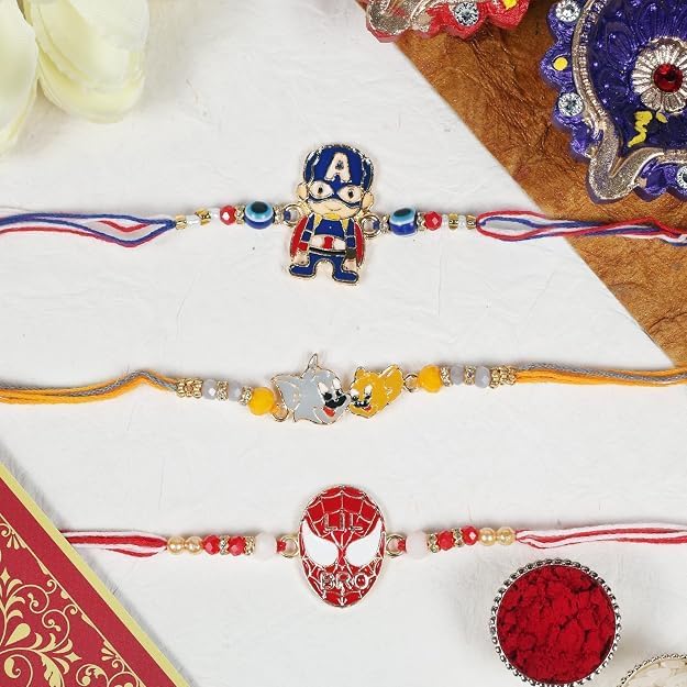 Rakhi Set of 3 Assorted Designs for Brother Raksha Bandhan
