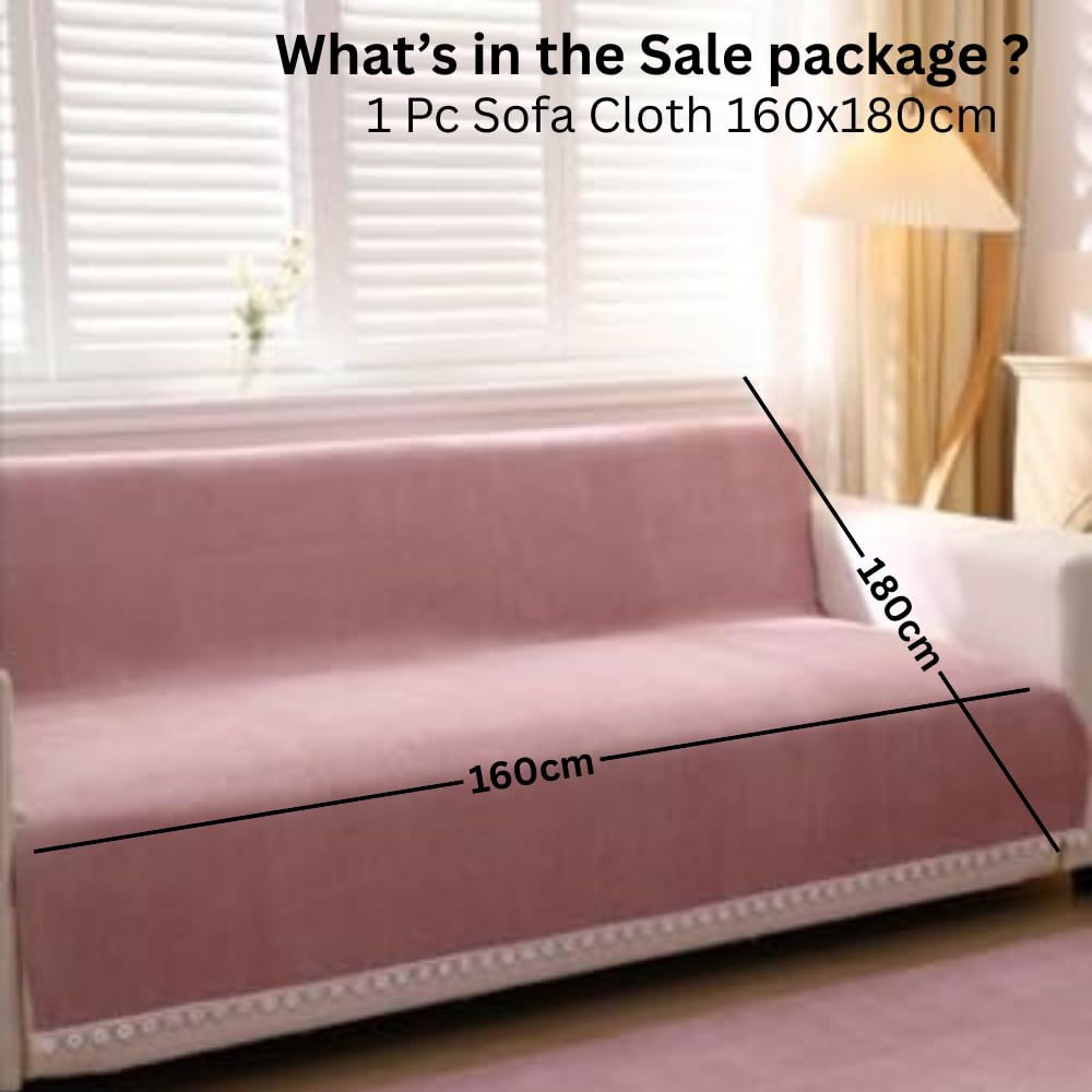 HOMETHREADS Chenille Fabric Sofa Cover, Luxury Soft Slipcover for Couch, Armchair & Loveseat, Thick Textured,Washable & Durable Sofa Cover (Peach, 3 Seater Smal