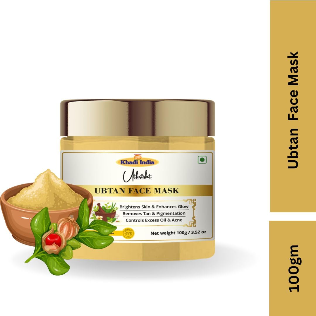 Khadi Ubtan Face Mask 100g | For Breakouts, Tanning & Glowing Skin | With Turmeric, Besan, Rose Water & Sandalwood Powder | Removes Dirt & Impurities | For Men