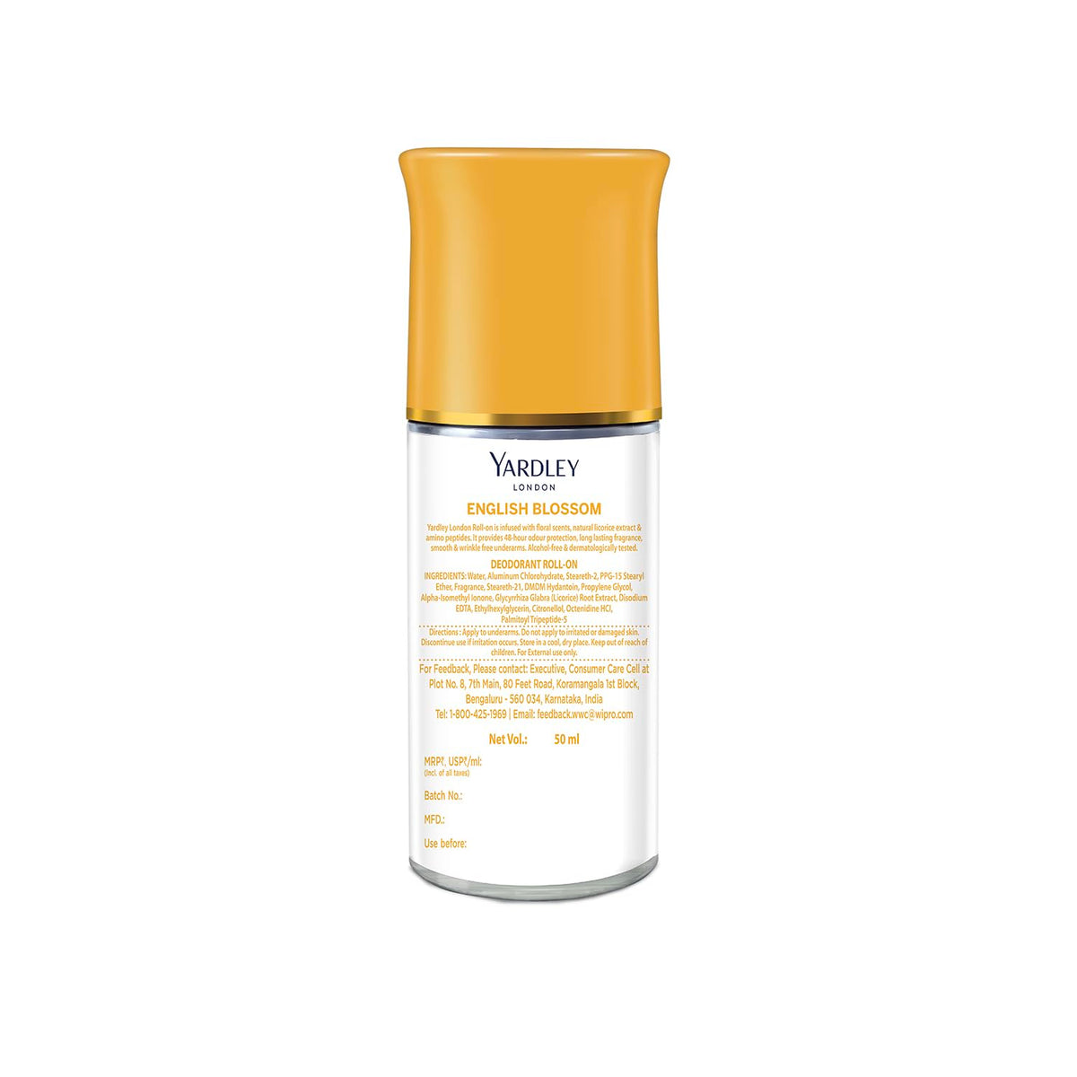 Yardley London English Blossom | Underarm Deodorant Roll On| With Licorirce Extract & Floral Extracts | Smooth & Eventoned Underarms | 72 H Long Lasting Floral