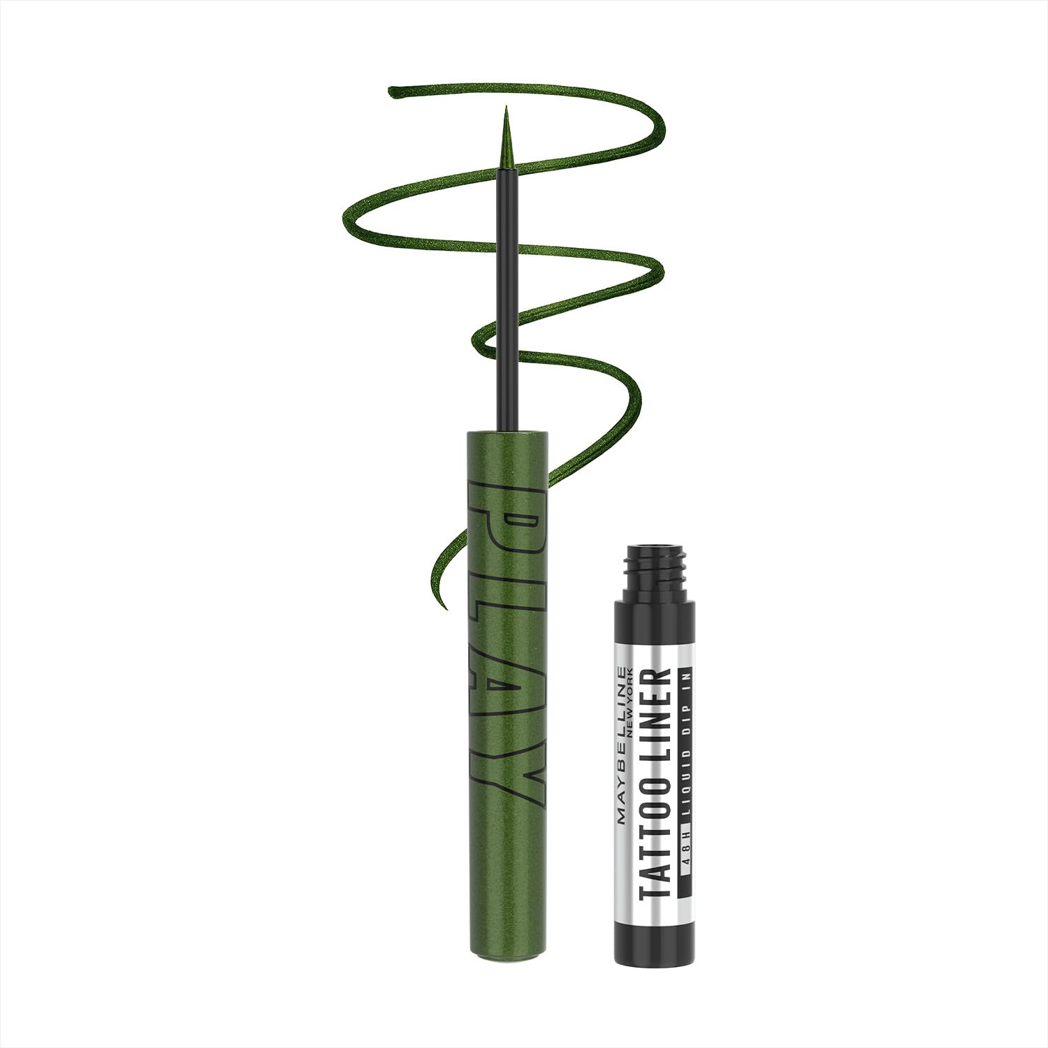 Maybelline New York Tattoo Play Metallic Green Liquid Eyeliner, Metallic | Longwear Waterproof Eyeliner, 2.1ml