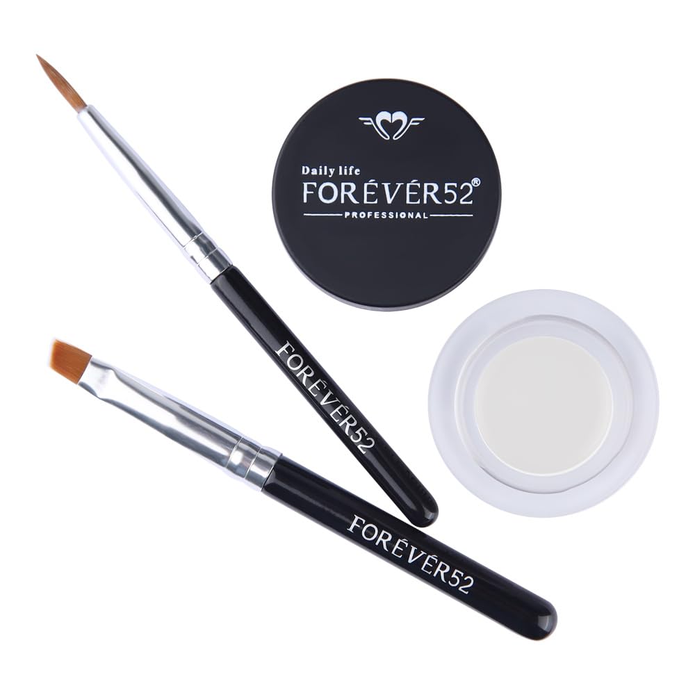 Daily Life Forever52 Long Wear Gel Eyeliner & Tattoo, Waterproof Smudgeproof Long Lasting Cream Eyeliner Gel With 2Pcs Brushes For Smooth Aplication (White) Gt007