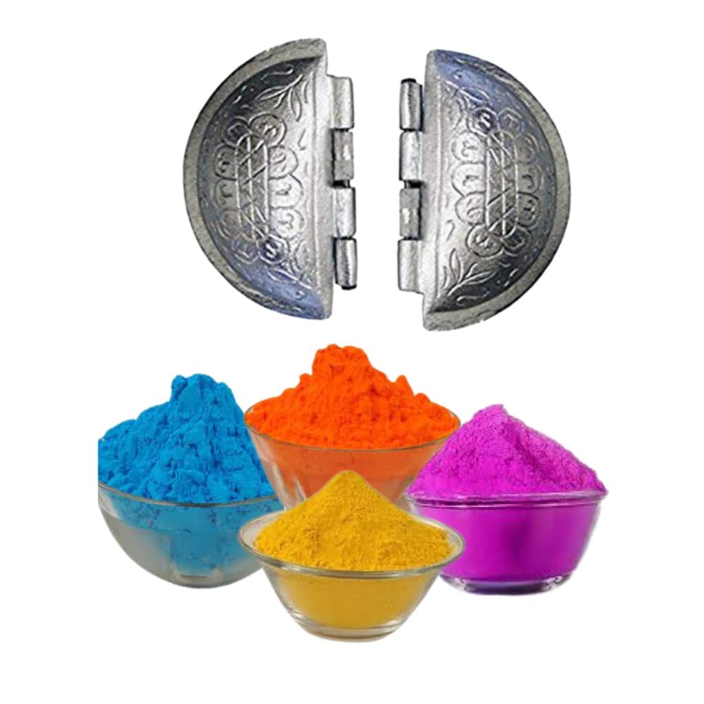 Sakoraware Aluminium Gujiya/Gujia Karanji Maker| karjikai Mould Cutter Sacha Machine, Kitchen Mold for Holi Festivals (Set of 2) with Herbal Gulal oraganic Holi