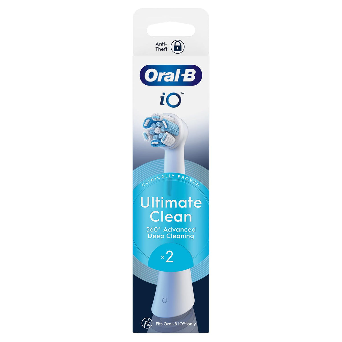 Oral B ORIGINAL iO Electric Toothbrush Ultimate Clean White Replacement Brush Heads, Tuft-in-Tuft Bristle Technology, Pack of 2 Refills, For professional cleani