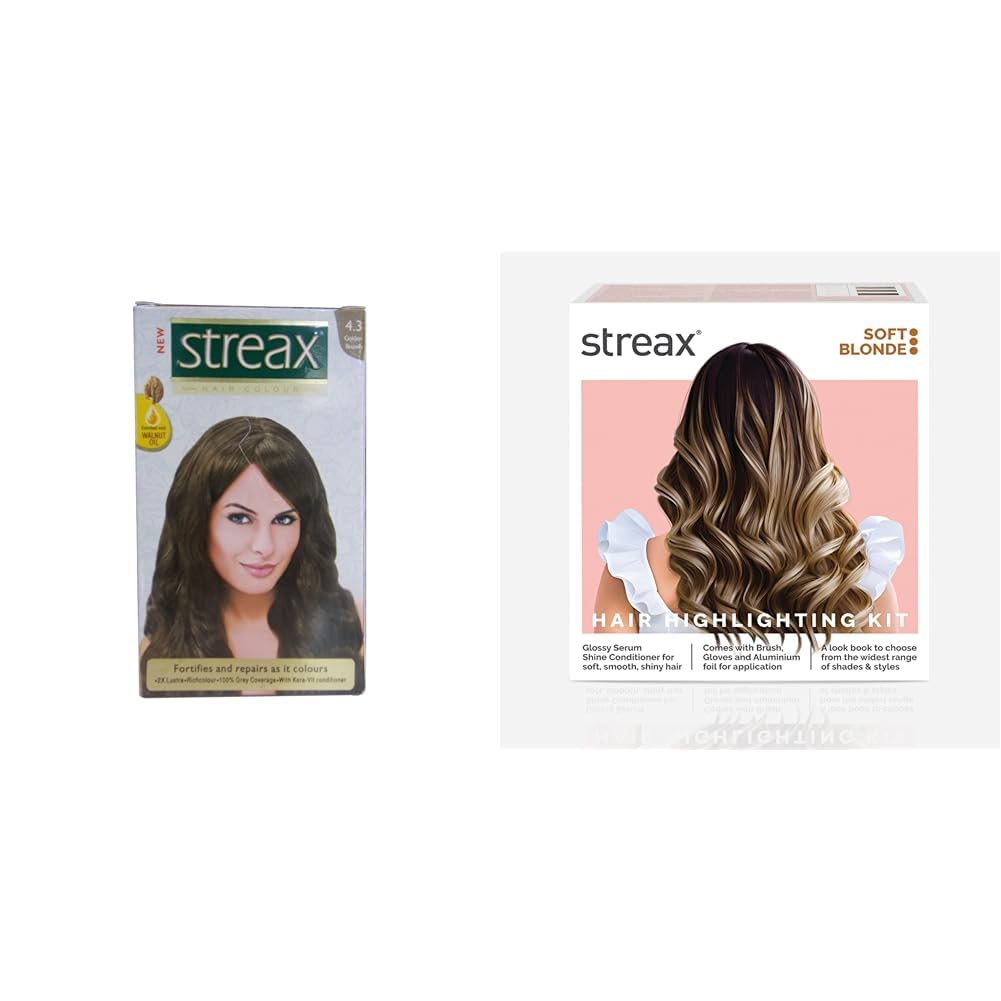 Streax Cream Hair Colour for Women & Men | Golden Brown Highlight Kit | Soft Blonde - Pack of 1