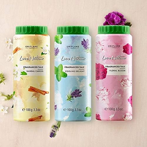 Oriflame Love Nature Fragranced Talc-100g-Floral Bloom 35551+Sandal Caress 35552+Cooling Delight 35553-(Set Of 3)