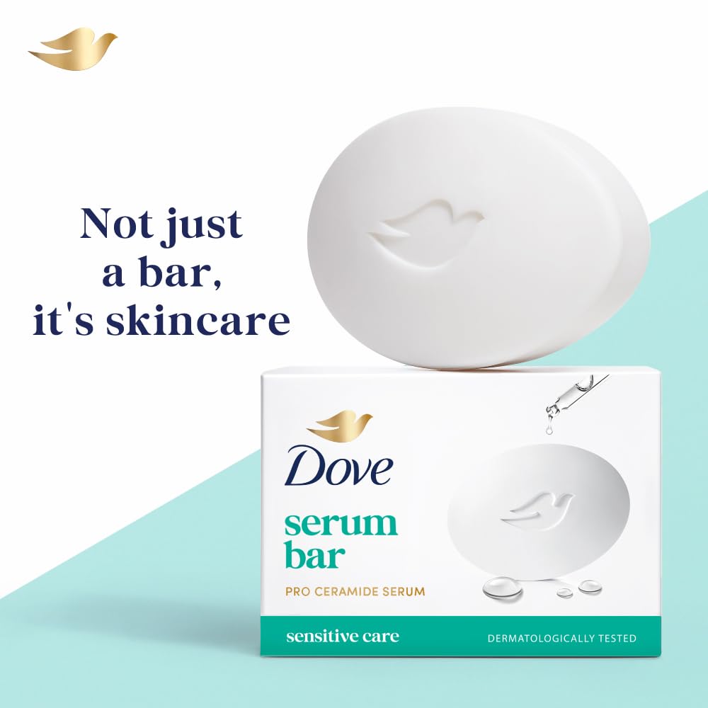 Dove Serum Bar | with Pro-Ceramide Serum | Sensitive Care | 375g (125g x 3) 125 g (Pack of 3)