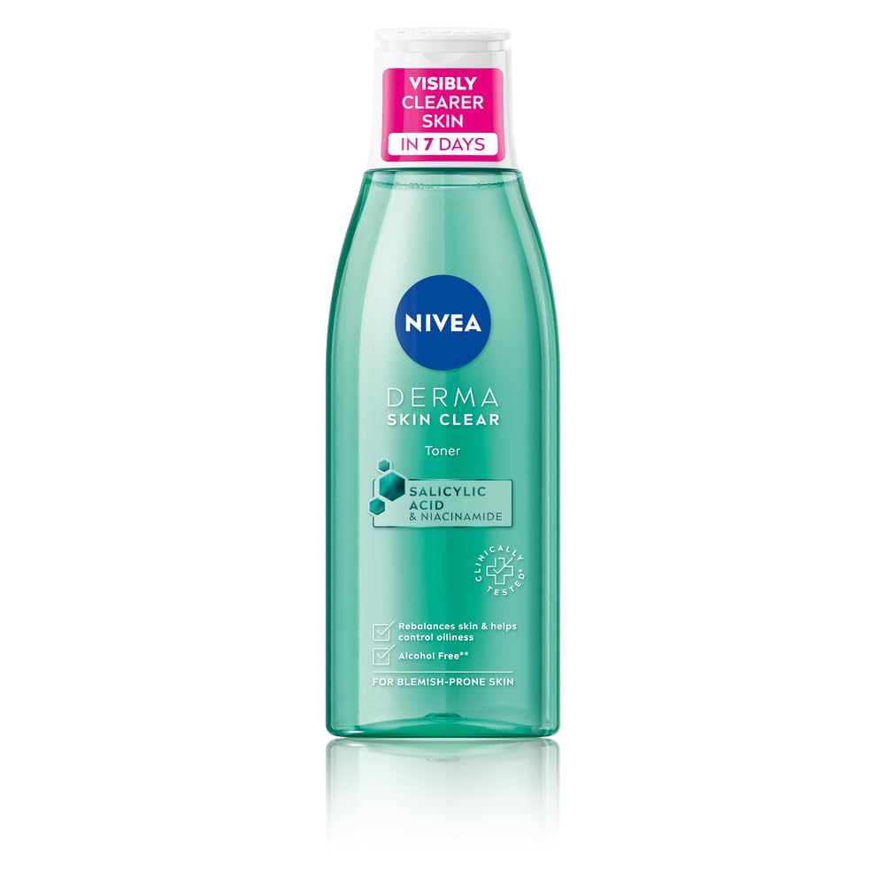 NIVEA Derma Skin Clear Face Toner with Salicylic Acid & Niacinamide, Cleansing & Hydrating Toner for Visible Clearer Skin in 7 Days, Controls Oiliness, Removes