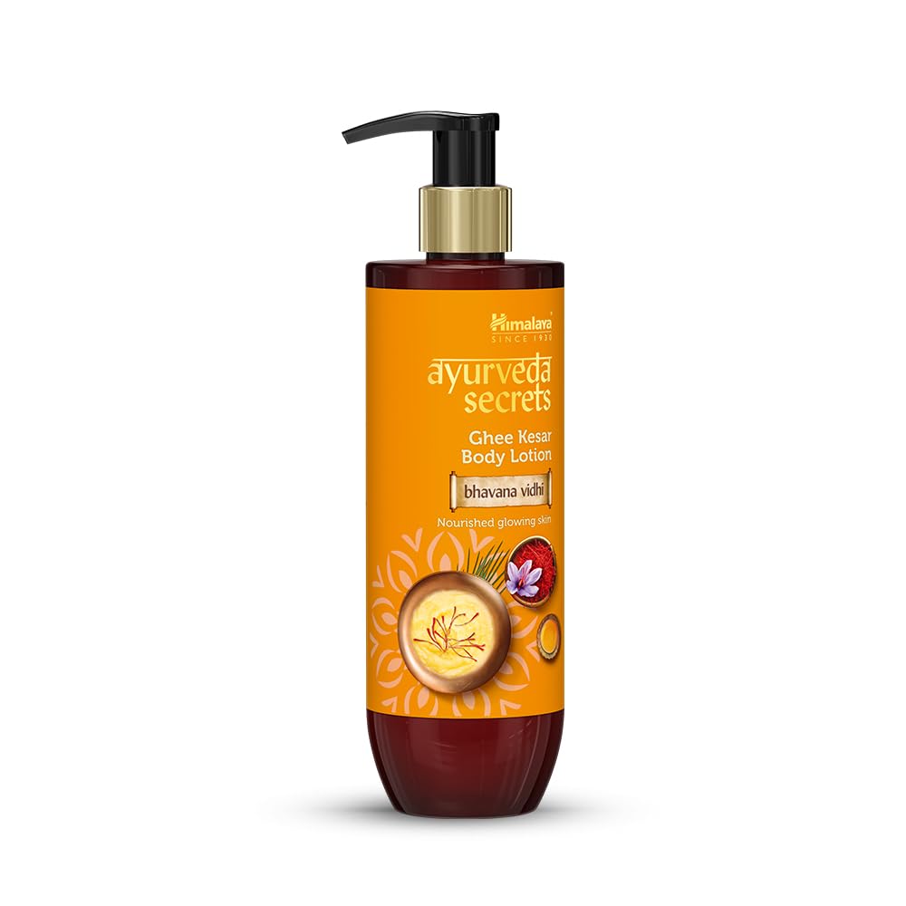 Ghee Kesar Moisturizing Body Lotion for Dry Skin | Himalaya Ayurveda Secrets | With pure cow ghee, kumkuma (saffron) | Paraben & Sulphate Free moisturizing loti