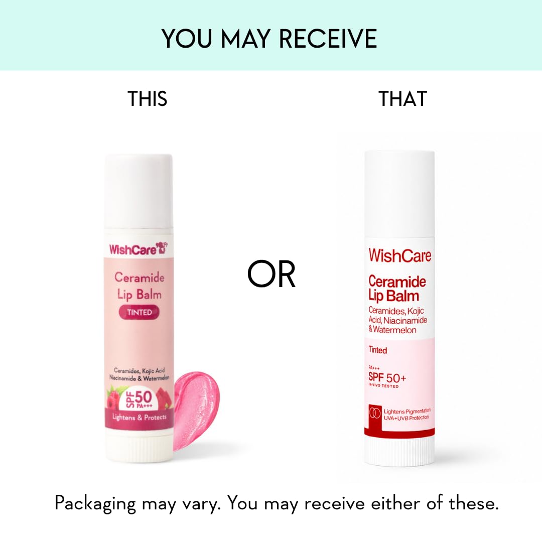 WishCare Tinted Lip Balm SPF 50 PA+++ | Brightening Lip Balm for Dark Lips | In-Vivo Tested | Kojic Acid & Niacinamide | For Women | 5g