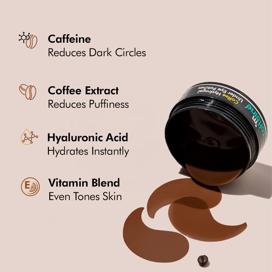 mCaffeine Coffee Hydrogel Under Eye Patches For Dark Circles & Puffiness Reduction |Winter Eye Care Routine | Eye Patch with Caffeine & Hyaluronic Acid | Moistu