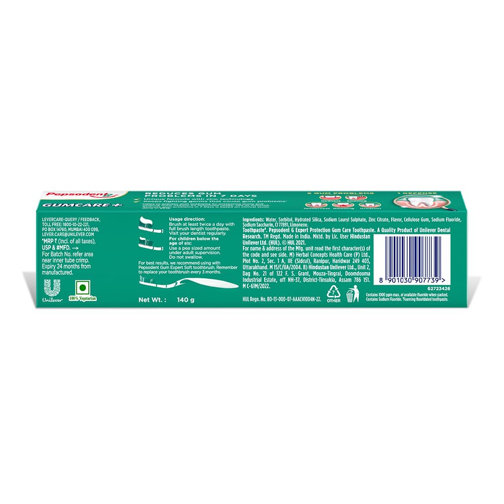 Pepsodent Gum Care Expert Protection Toothpaste || Zinc Technology|| Strenghtens gums from Day 1_140G 140 g (Pack of 1)