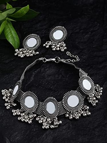 Elegant Oxidized Choker Necklace Set - Handcrafted Traditional Indian Jewelry for Women