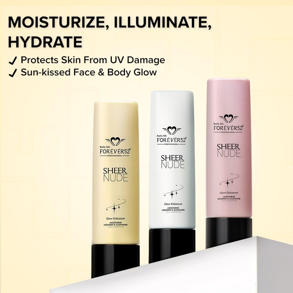 Daily Life Forever52 For All Skin Daily Life Sheer Nude Glow Enhancer|Enriched With Shea Butter And Vitamin E | Multitasking Strobe Cream To Achive A Radiant, Sun-Kissed Glow (Pearl Rosaline-01, 40Ml)