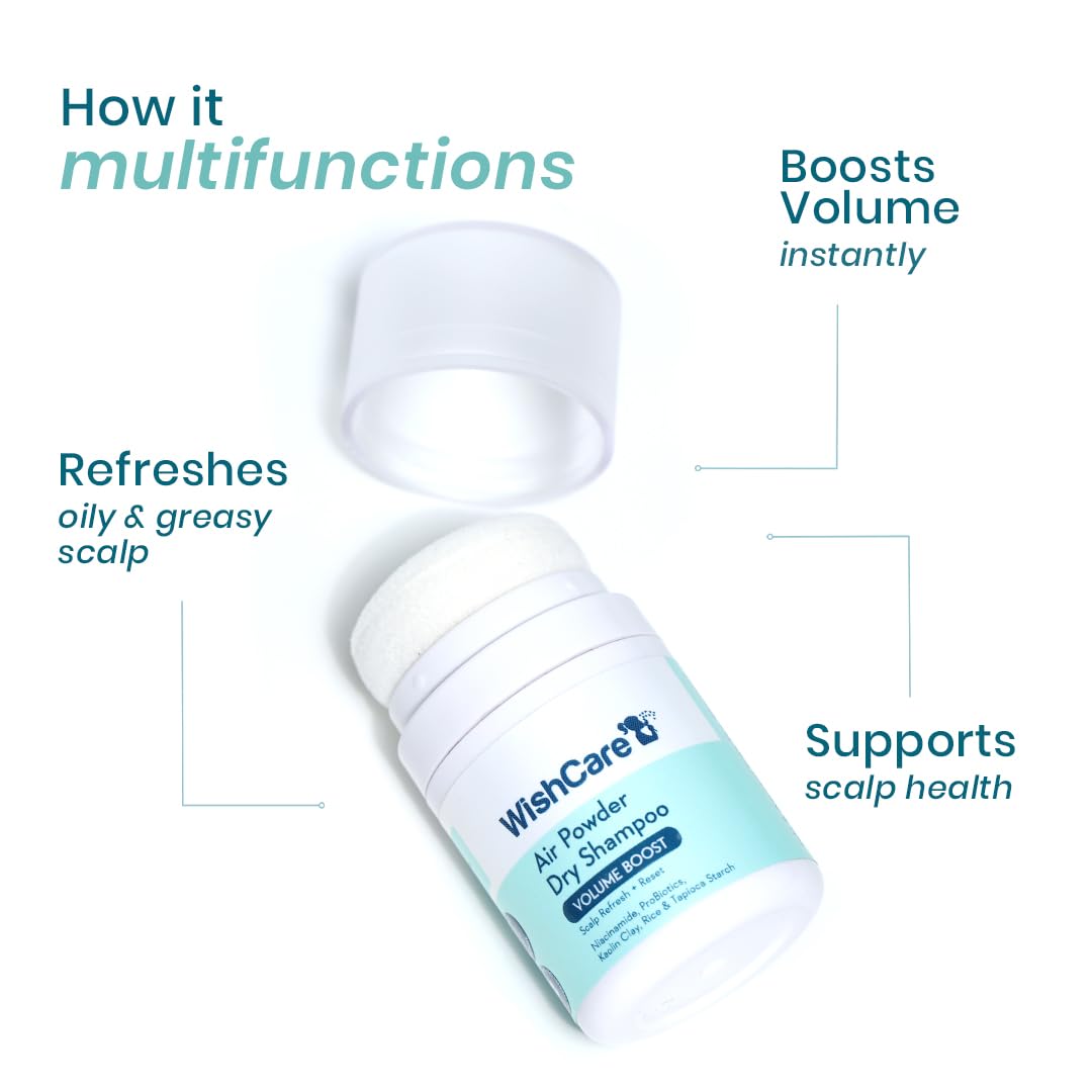 WishCare Dry Shampoo Powder | Oily Hair & Scalp | Niacinamide, Probiotics, Kaolin & Starch | 0.35 oz (10 g)