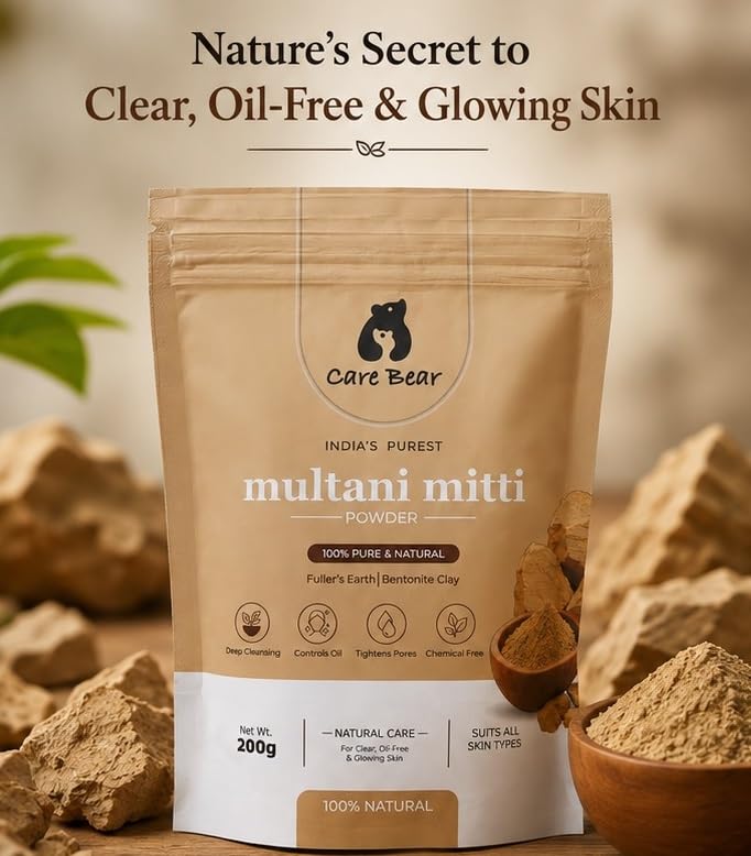 Care Bear Multani Mitti Powder | 100% Pure & Natural Fuller’s Earth & Bentonite Clay 200g