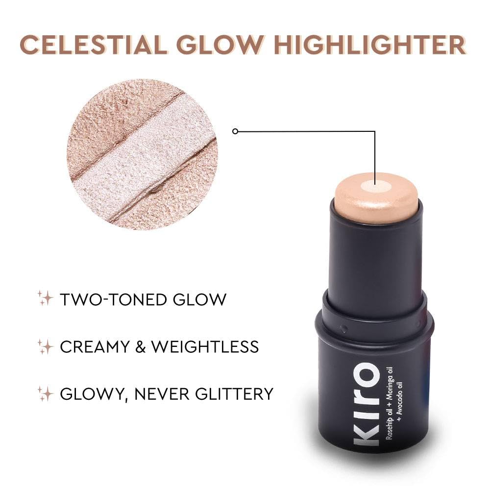 Kiro Wonder Wand Multi-Stick - Celestial Glow, 7.5g | 3-in-1 Stick - Highlighter, Eyeshadow & Lip Tint | Weightless & Long-Lasting | Rosehip, Avocado & Moringa Oil | Hydrating with Glowing Core