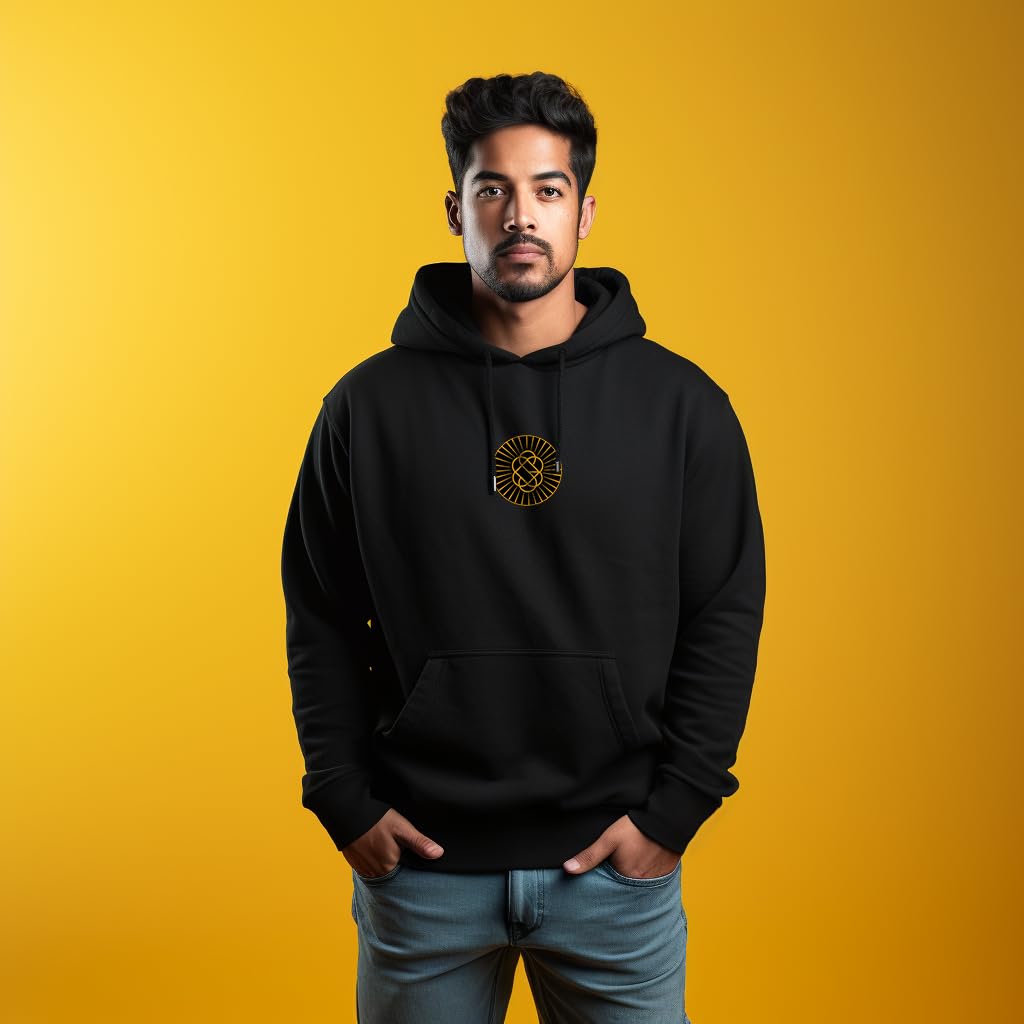 prabhu bhakti Solid Black Karma Matters Printed Pullover Full Sleeve Hoodies Full for Men S Black