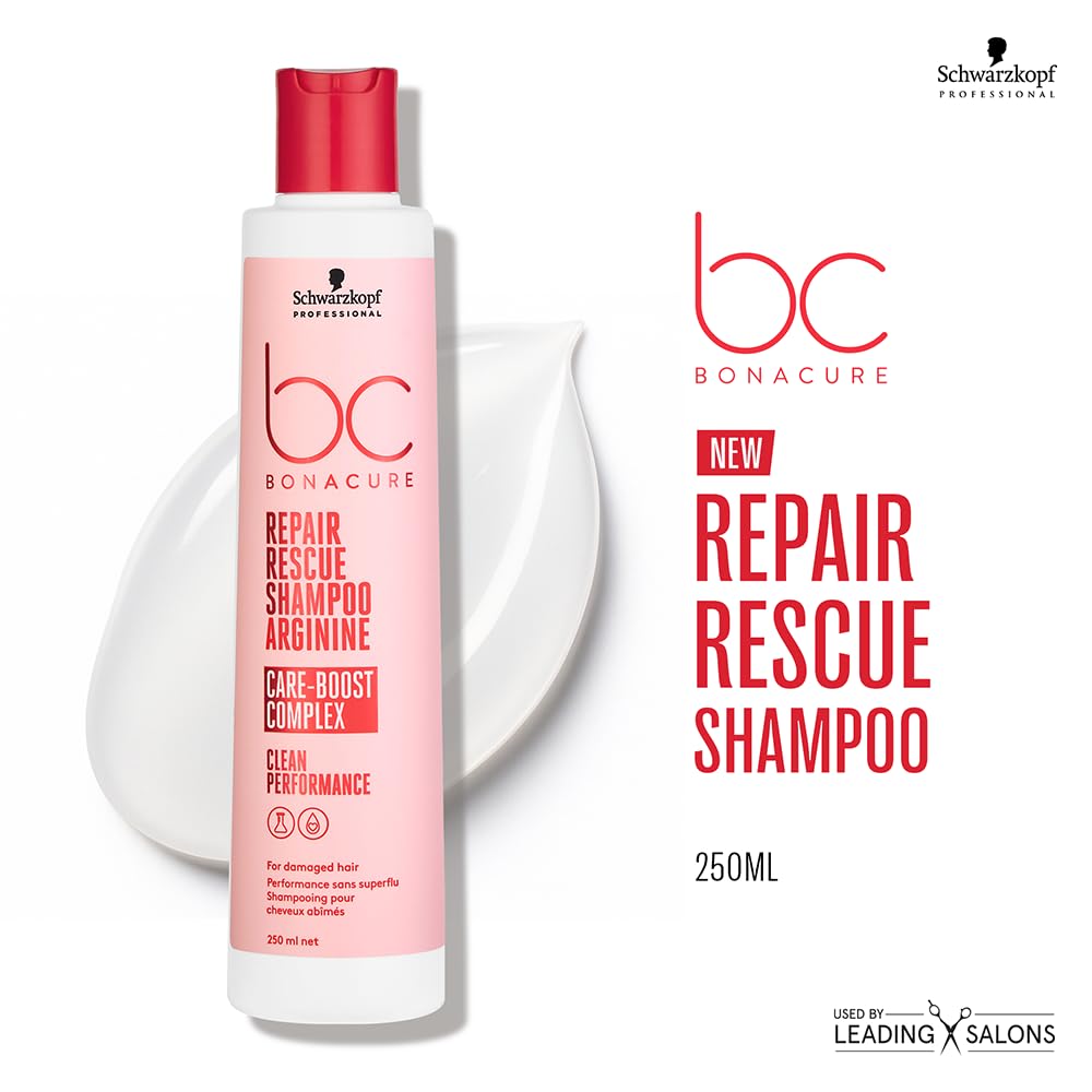 Schwarzkopf Professional Bonacure Repair Rescue Shampoo with Arginine | Intensive Repair & Strengthening Formula for All Hair Types | Suitable For Men Women (250 ML)