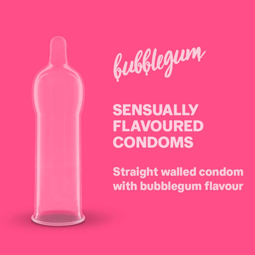 Durex Bubblegum Flavoured Condoms for Men - 10 Count |Suitable for use with lubes & toys 10 count (Pack of 1)