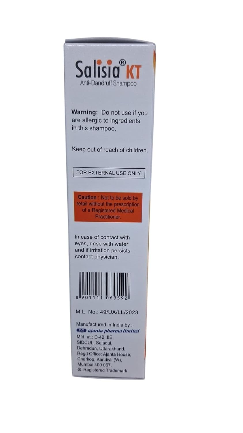 Salisia Kt - Bottle of 75 ml Shampoo with 2% Ketoconazole and Salicylic Acid
