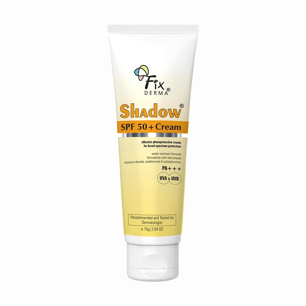 Fixderma Shadow Sunscreen SPF 50+ Cream PA+++ Dry Skin For Body & Face Broad Spectrum Sunscreen For UVA & UVB Protection Non Greasy & Water Resistant-75gm (Pack