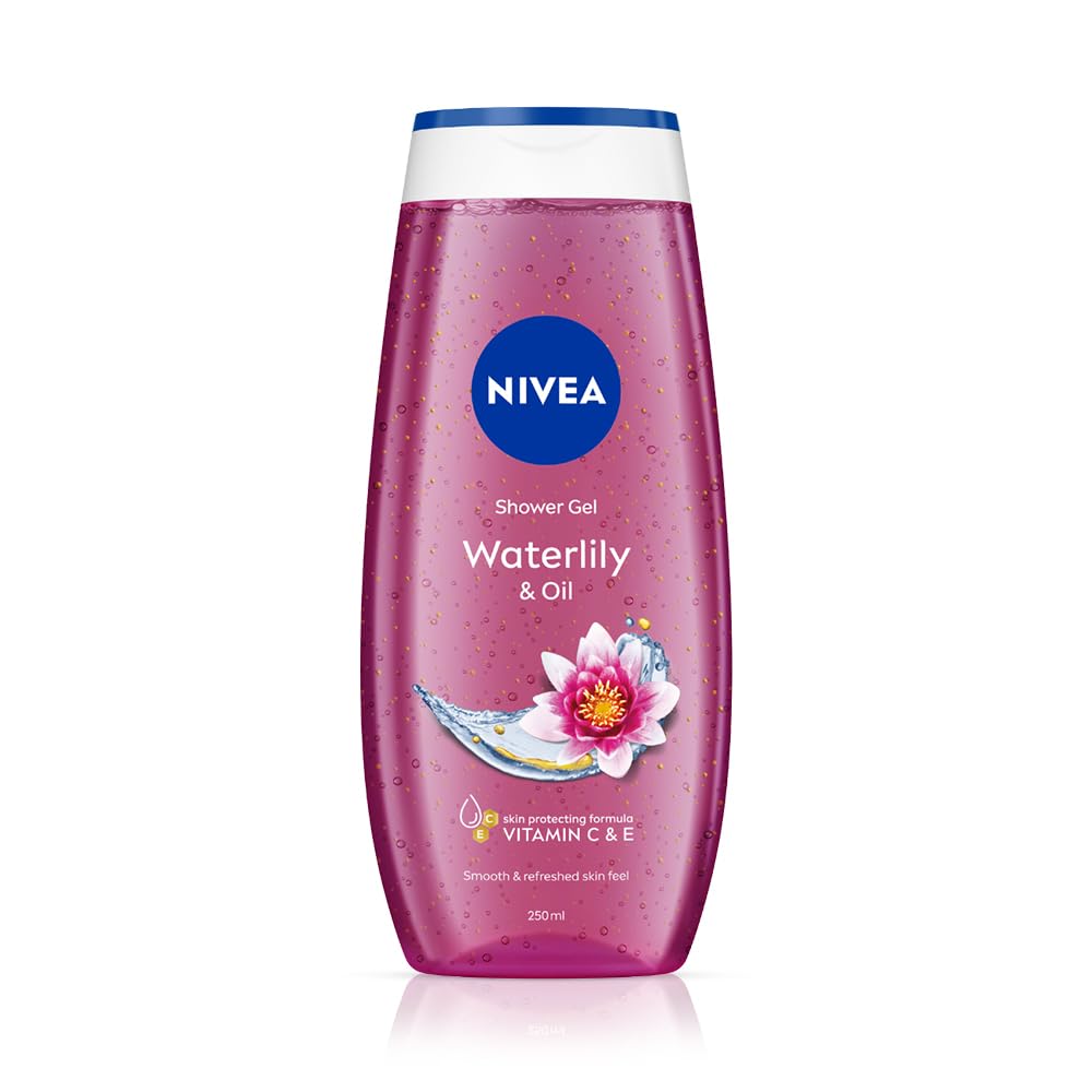 NIVEA Waterlily & Oil 250ml Body Wash| Shower Gel with Care Oil Pearls| Refreshing Scent of Waterlily Flower|Clean, Healthy & Moisturized Skin 250 ml (Pack of 1