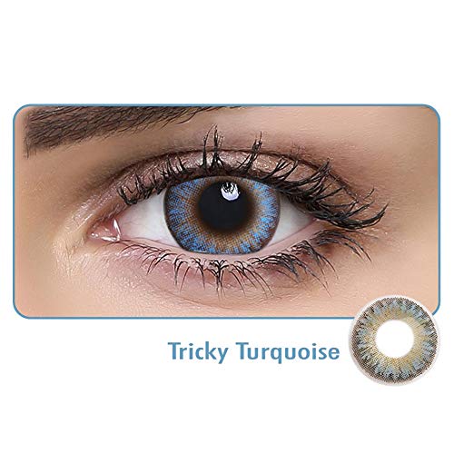 Aquacolor Daily Disposable Colored Lenses with 0 Power - Tricky Turquoise - (10 Lens/Box)