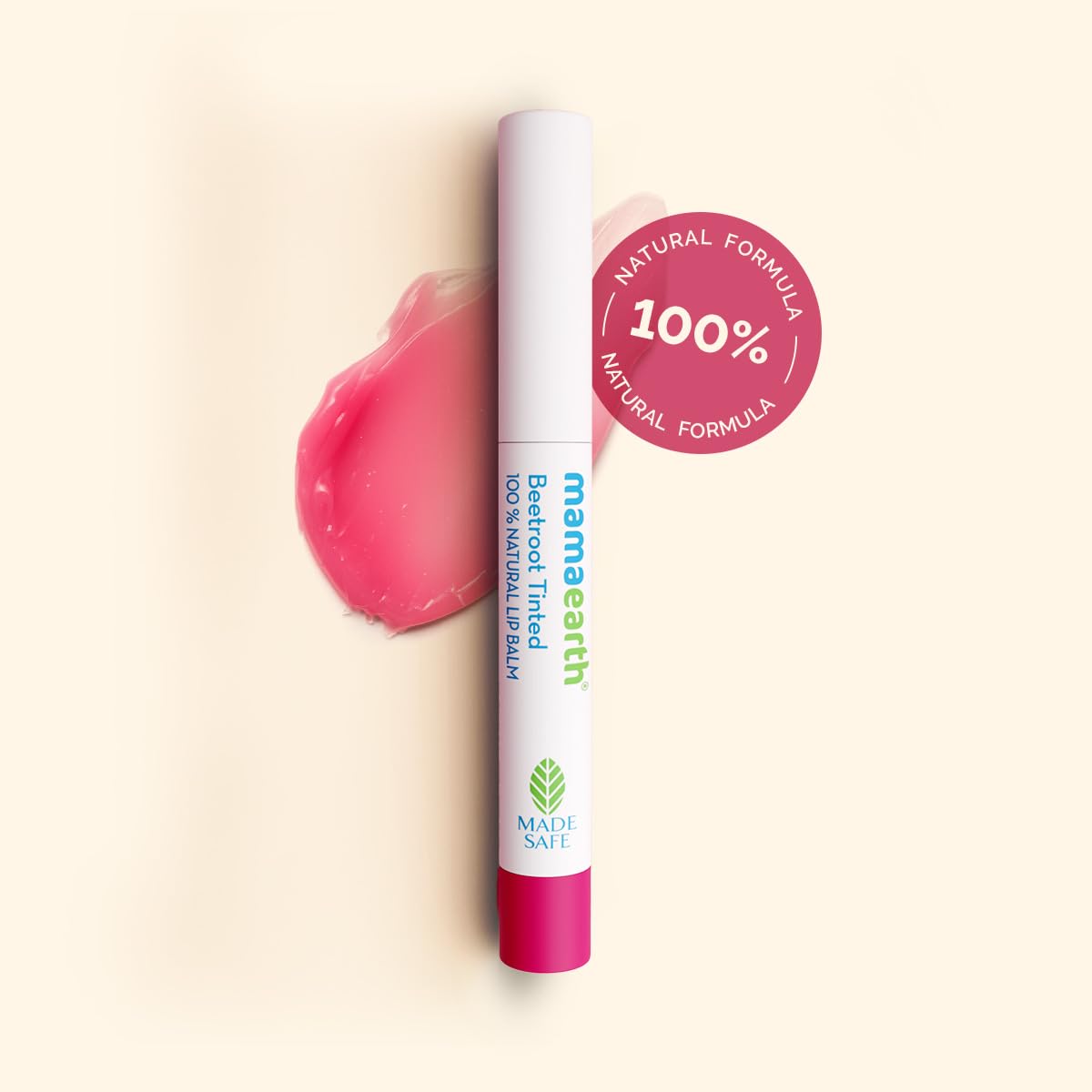 Mamaearth Beetroot Tinted 100% Natural Lip Balm with Beetroot & Beeswax for 12h Moisturized Lips - 2 g | 100% Natural Formula which Provides 12H Moisturization*