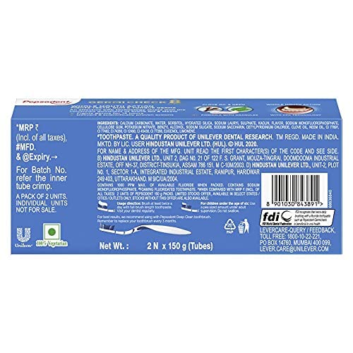 Pepsodent Germi Check Cavity Protection, 2 x 150 g with Save Rs. 18/-