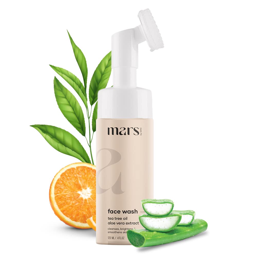 mars by GHC Foaming With Built-in Brush, Tea Tree, Aloe Vera, Vitamin C-No Paraben Face Wash (Pack of 2)
