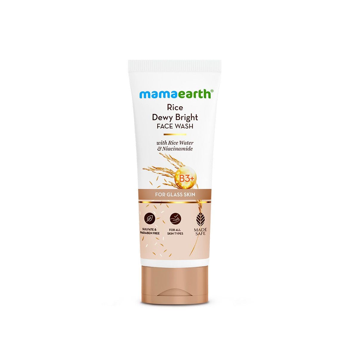 Mamaearth Rice Dewy Bright Face Wash With Rice Water & Niacinamide for Glass Skin | For Hydrated & Even Tone | Glowing & Brightening | Korean Skin Care Product | For Men & Women | 200 ml