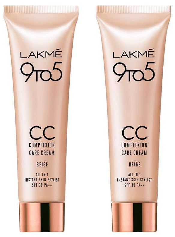 LAKMÉ 9 To 5 Cc Cream for All Skin Type Mini, 01 - Beige, Light Face Makeup With Natural Coverage, Spf 30 - Tinted Moisturizer To Brighten Skin, Conceal Dark Sp