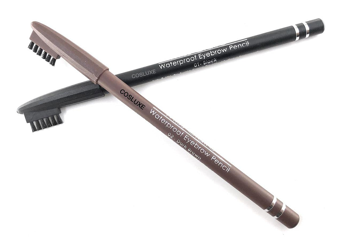 Miss Claire WaterProof Eyebrow Pencil with Brush (Black, Dark Brown) (COLORS COSMETICS)