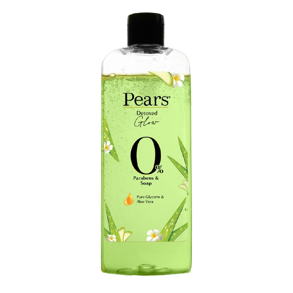 Pears 98% Pure Glycerin Detoxed Glow Body Wash with Aloe Vera and 0% Parabens & Soap for a Detoxed Glow, 250ml Aloevera Bodywash
