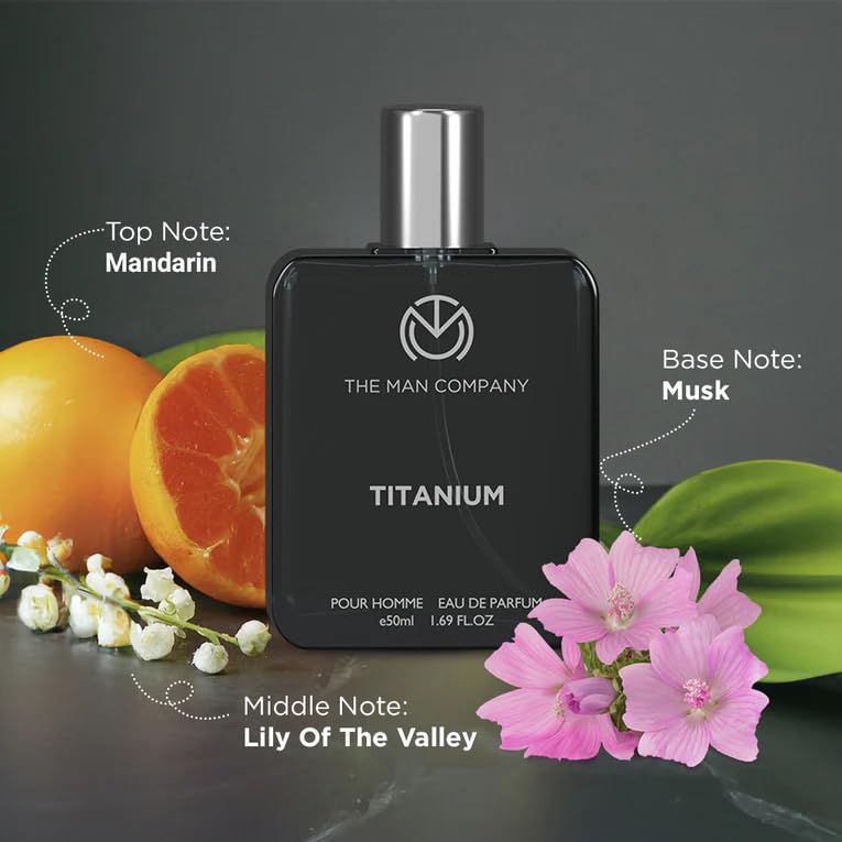 The Man Company Titanium Perfume for Men - 50ml | Premium Long-Lasting Fragrance | EDP for Men (Eau De Parfum) | Valentine gift Set for Boyfriend, Husband