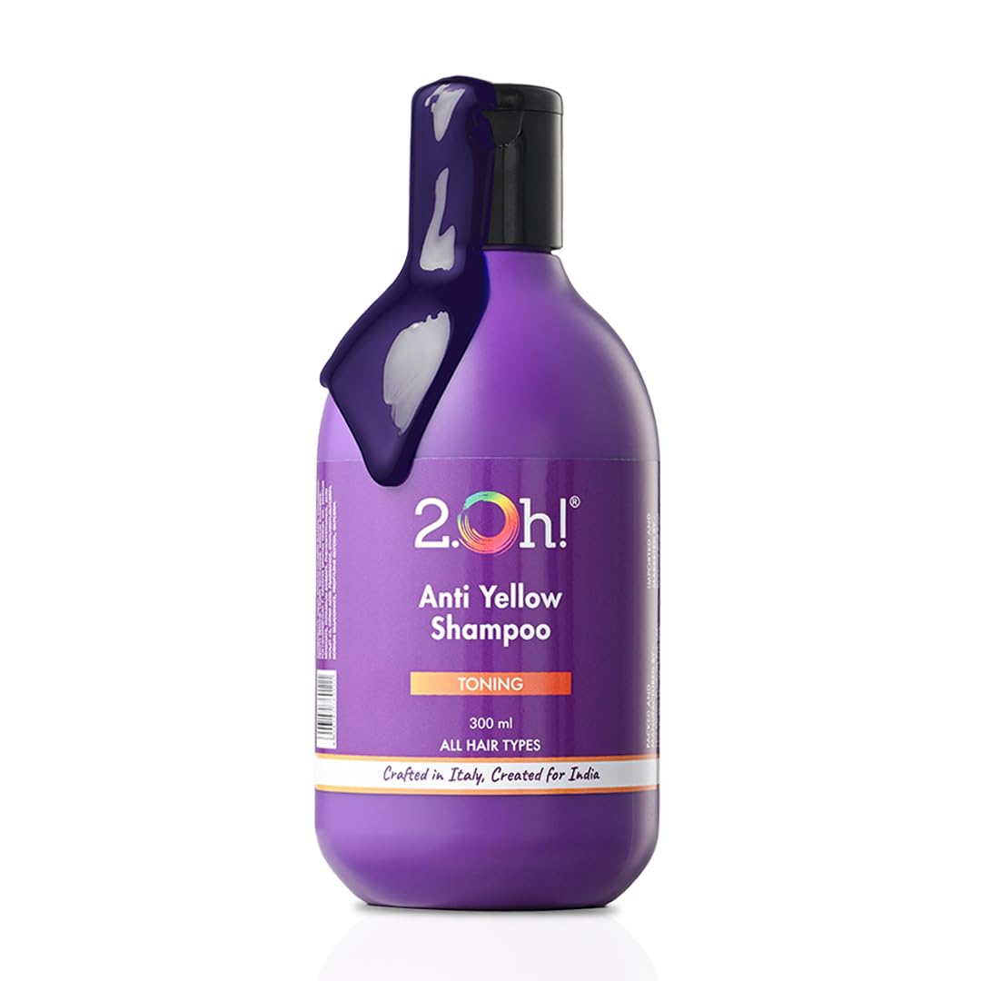 2.Oh! Italian Anti Yellow Shampoo | Purple Shampoo for Grey, Coloured, Blonde, Highlighted Hair | Blue Shampoo for Grey Hair | Neutralising Toner | With Argan O
