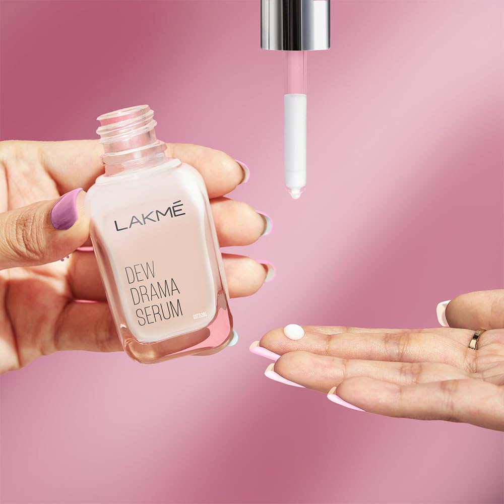 Lakme Dew Drama Serum, 6% Vit B3, E, F & Pro-Ceramides for Skin Barrier & Dewy Radiance 30ml 30 ml (Pack of 1)