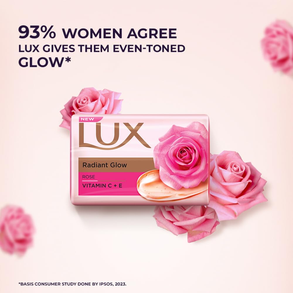 Lux Radiant Glow Bathing Soap infused with Vitamin C & E For Superior Glow Offer Pack of 8 x 150g 1.2 kg (Pack of 1)