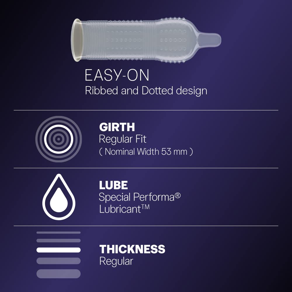 Durex Multi Pack Condoms for Men | Extra Time, Extra Dotted & Extra Ribbed | 10 Count (Pack of 4) Condoms Thin, Ribbed, Dotted & Extra time condoms