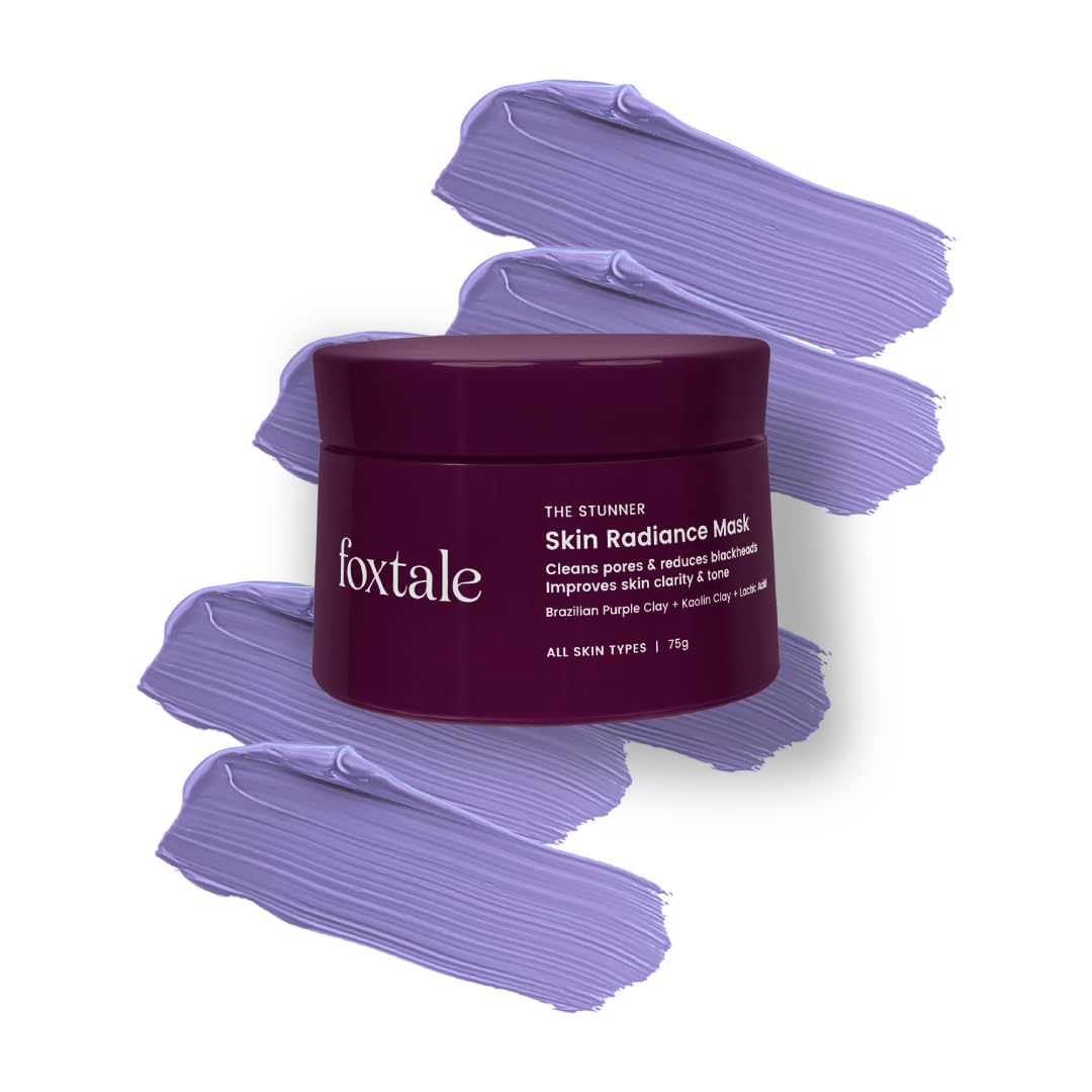 Foxtale De-Tan Face Mask for Glowing Skin| Clay Mask with Lactic Acid for Tan Removal, Reduction in Blackheads, Instant Brightening| New-Age Ubtan Face Pack for All Skin Types | Men & Women- 75g