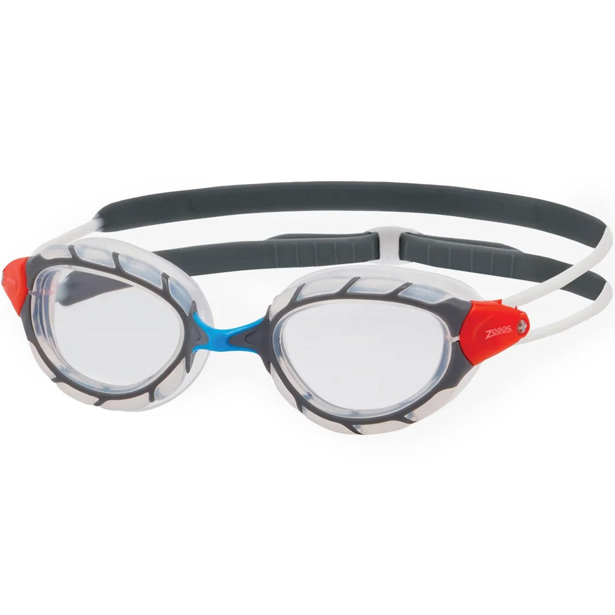 ZOGGS Predator Swimming Goggles for Adults - Maximum UV protection and Anti-fog lenses, Color-Clear Grey