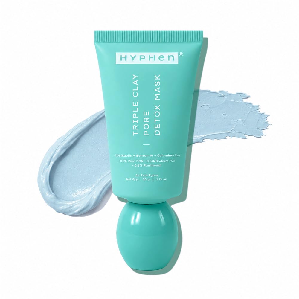 Hyphen Brightening Detox Clay Mask | Instant Glow | 22% Clays to Remove Excess Oil, Blackheads & Whiteheads | Clinically Tested, Non-Irritating & Gentle Formula
