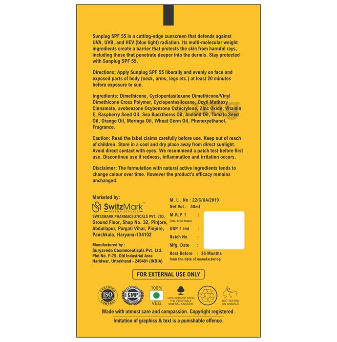 Sunplug Silicone Sunscreen Gel SPF 50+ – Ultra-Lightweight Matte Finish Sunblock – PA+++ UVA/UVB Protection – Sweat & Water Resistant Non-Greasy Formula for All