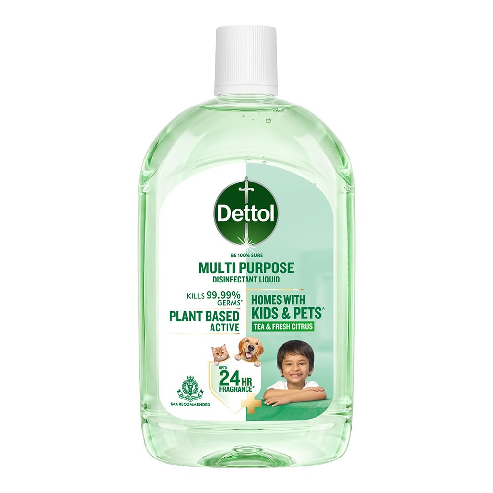 Dettol Plant-Based Disinfectant Liquid 550ml, Tea & Fresh Citrus Fragrance – Kids Safe & Pet Friendly | Multi-Purpose Cleaner for Floor & Laundry | Kills 99.99%