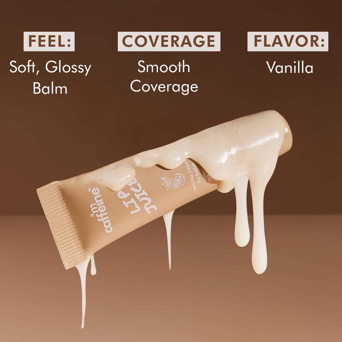 mCaffeine Lip Juice Vanilla Cocoa Lip Balm | 24 hrs Moisturization | Sweet Vanilla Flavor | With Peptides, Cocoa Butter & Vitamin E | Heals Dry & Chapped Lips |