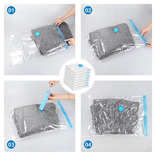 Sakoraware Space Saver Vacuum Compression Air Bag (Medium, 50x60cm, Pack of 3) with Ziplock for Travel and Home Storage, Reusable, White